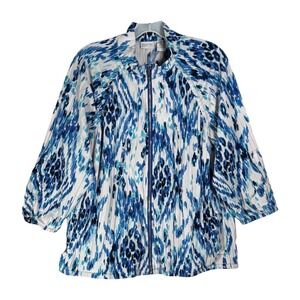 Zenergy by Chico's Blue Abstract Full Zip Lightweight Jacket Size 3 Women's XL